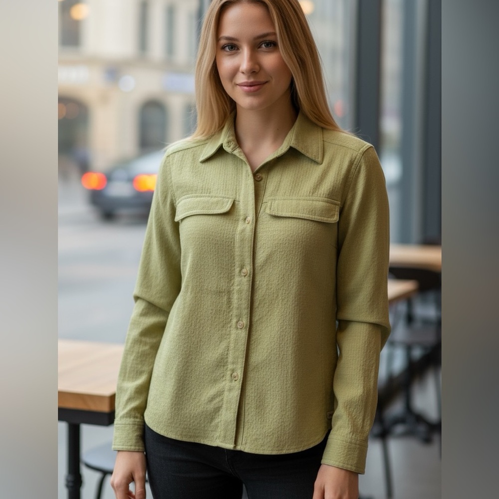 Exofficio Button DownTech Shirt in Celery Green Size XSP